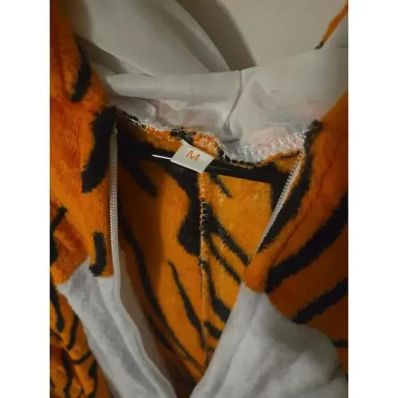 Vibrant Tiger Plush Hooded One-Piece Costume Pajamas Size M - Picture 5 of 5